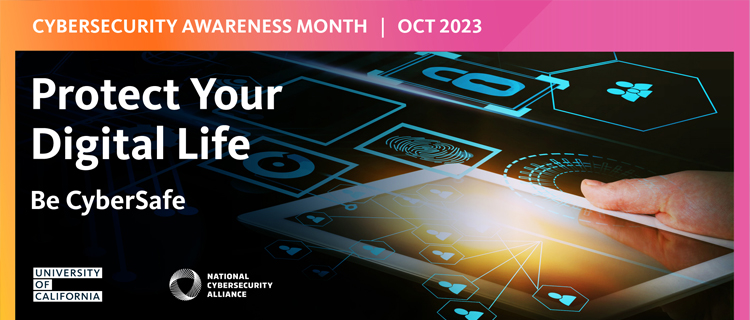 An image of the web banner for the Cybersecurity Awareness Month, October 2023.